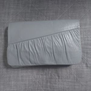 Dove grey leather vintage clutch